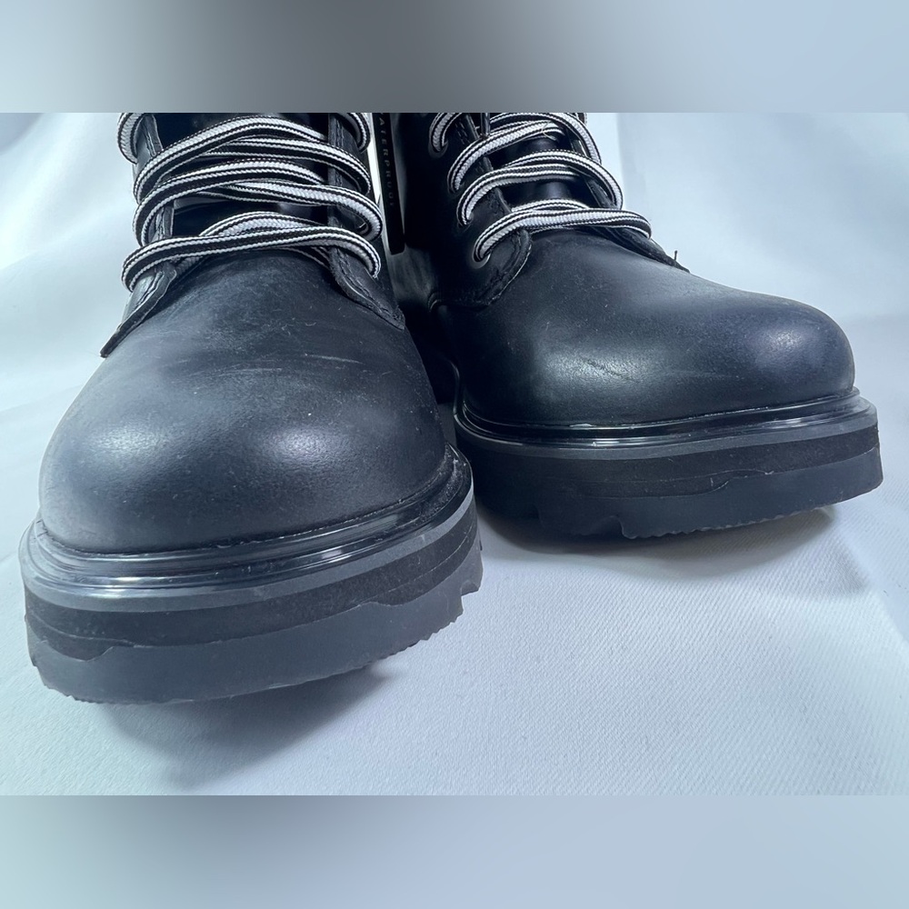 SOREL Lennox Leather Lace STKD Boot in Black Sea Salt NWT NO BOX Size:10 Women’s - Picture 5 of 15